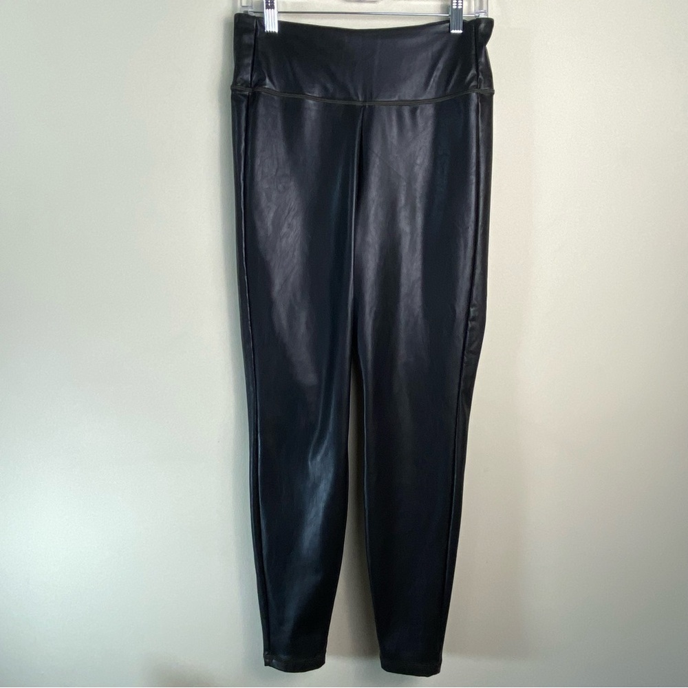 Women’s ATHLETA Black Gleam Faux Leather Front Leggings Size Medium - Picture 4 of 13